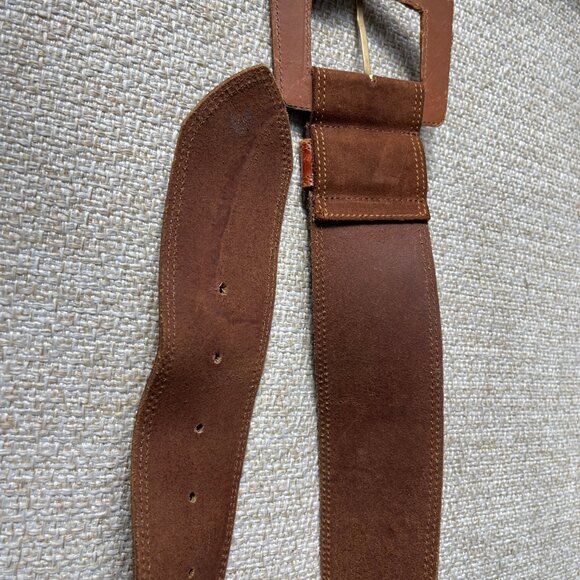 Vintage Belt Dark brown women's belt Suede leather wide belt size S - Picture 7 of 7